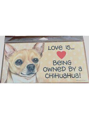 Love Is Being Owned By A Chihuahua Paw Prints Wall Sign 5" X 10" Jute Rope NISP